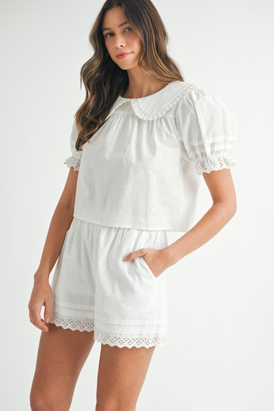 White Blouse & Shorts Set