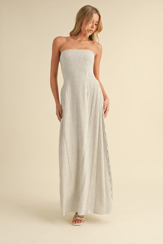 Striped Tie Back Maxi Dress