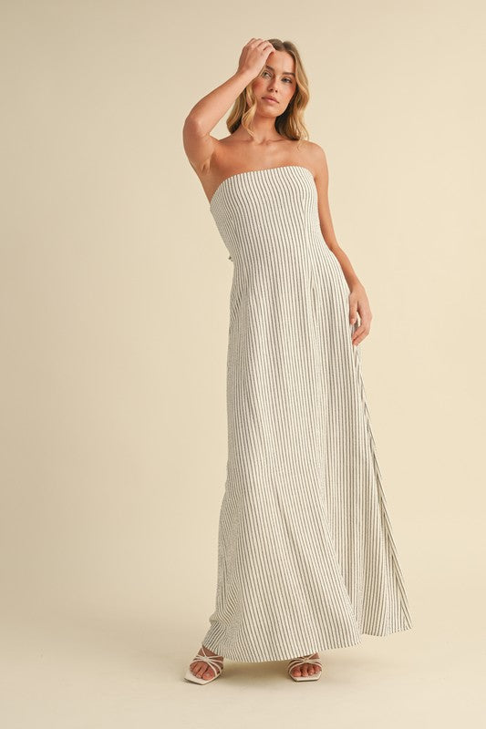 Striped Tie Back Maxi Dress