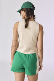 Cream Sleeveless Button Up