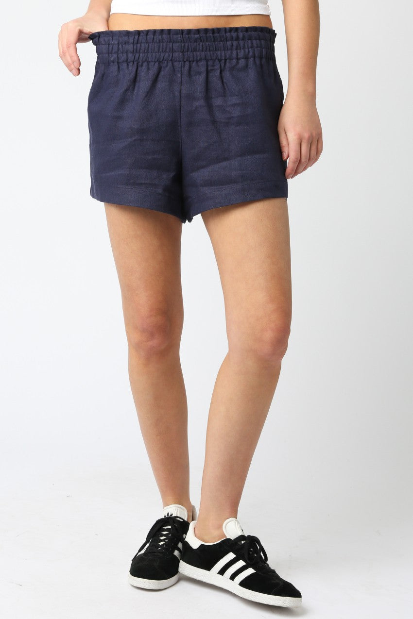 Navy Linen Shorts