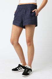 Navy Linen Shorts