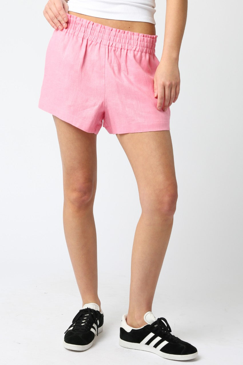 Pink Linen Shorts