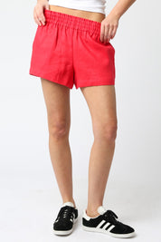 Red Linen Shorts