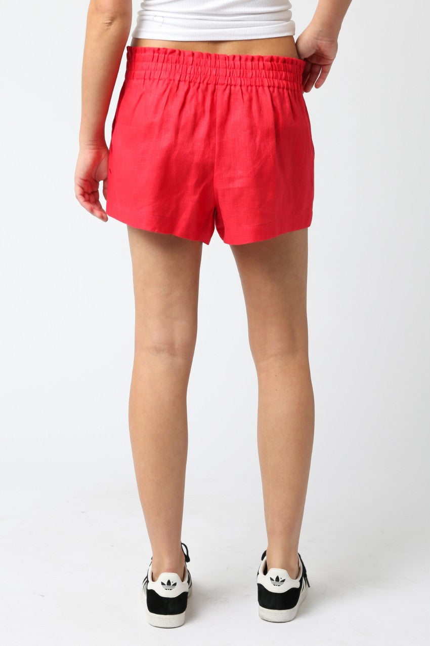 Red Linen Shorts
