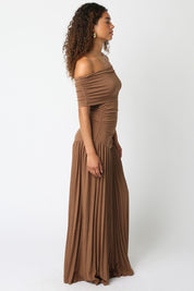 Elina Brown Drop Waist Dress