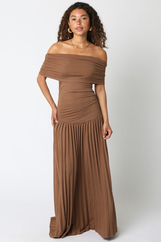 Elina Brown Drop Waist Dress