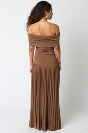 Elina Brown Drop Waist Dress