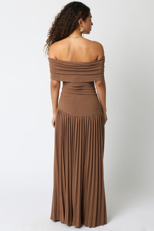 Elina Brown Drop Waist Dress
