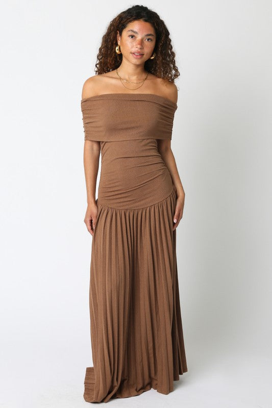 Elina Brown Drop Waist Dress