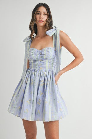 Lavender Floral Printed Mini Dress