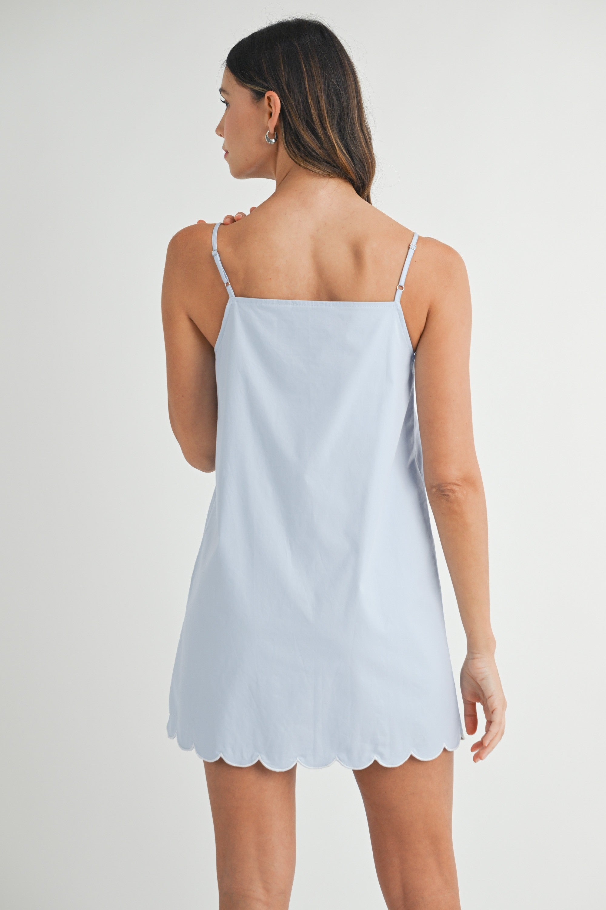 Blue Scallop Contrast Dress