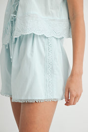 Light Blue Tie Tank & Shorts Set