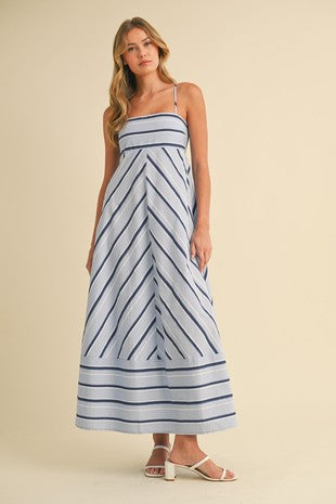 Striped Flare Maxi Dress