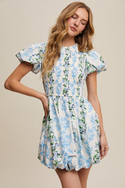 Blue Floral Bubble Dress