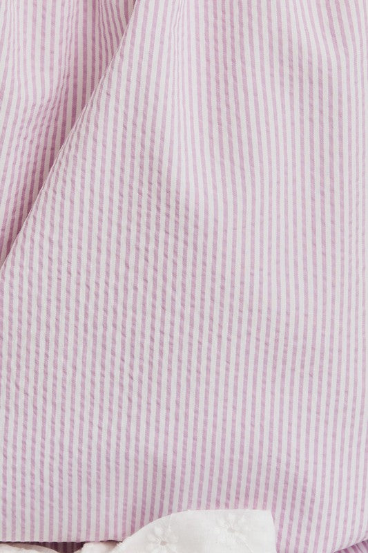 Lavender & White Puff Sleeve Pajamas