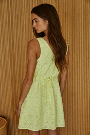 Yellow Eyelet Mini Dress
