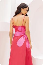 Sleeveless Side Cutout Flower Maxi Dress