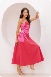 Sleeveless Side Cutout Flower Maxi Dress