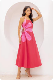 Sleeveless Side Cutout Flower Maxi Dress