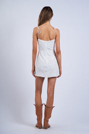 White Eyelet Tie Strap Dress