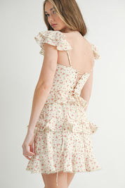 Cream Ruffle Mini Dress