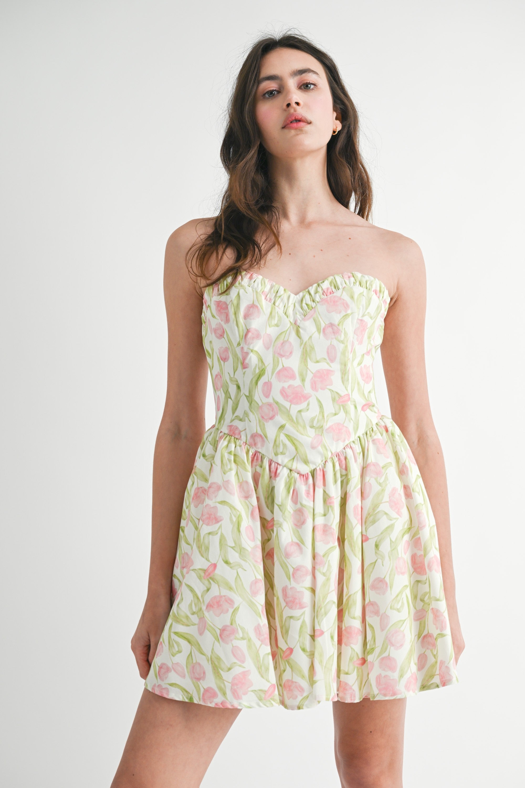 Strapless Floral Mini Dress