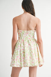 Strapless Floral Mini Dress