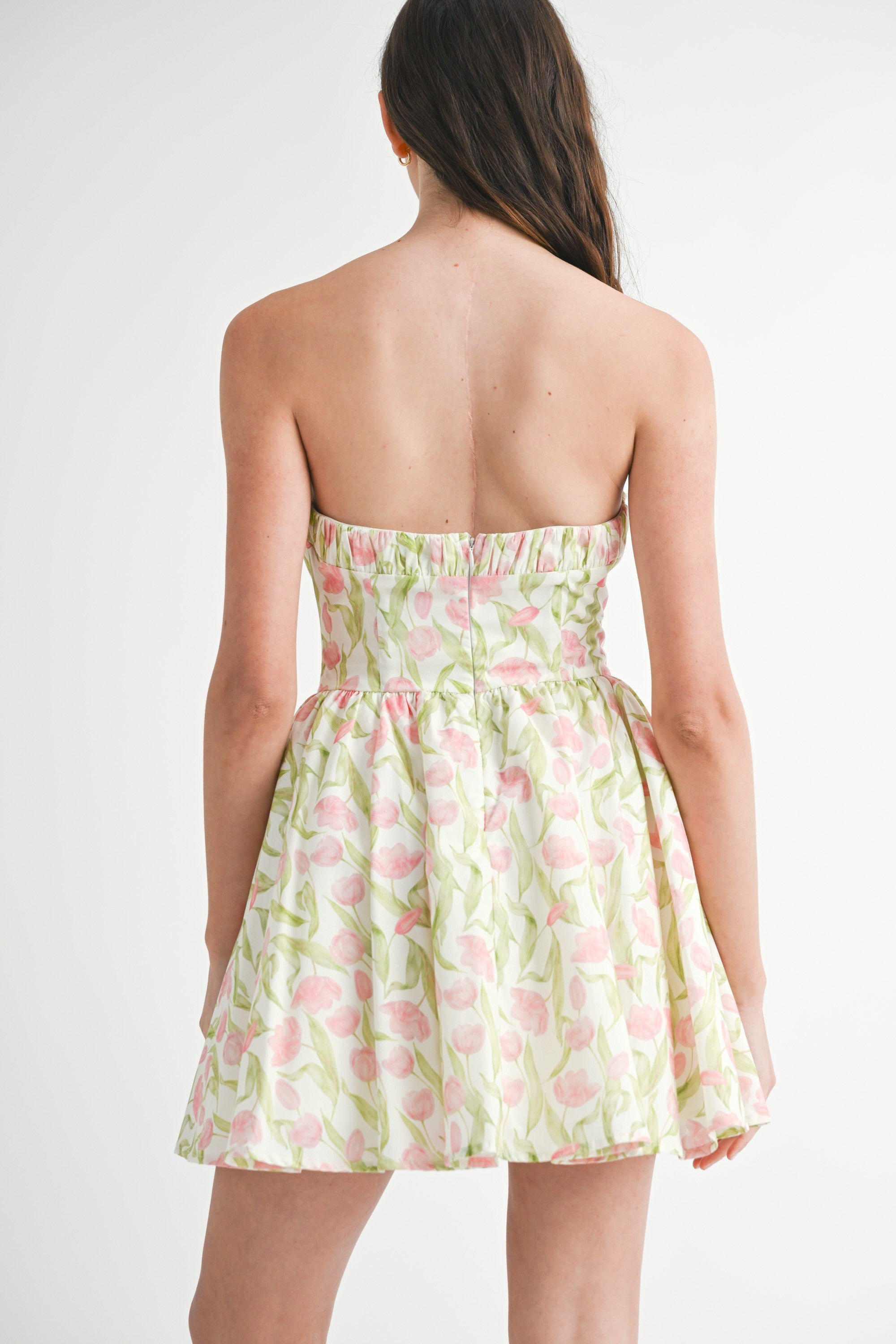 Strapless Floral Mini Dress