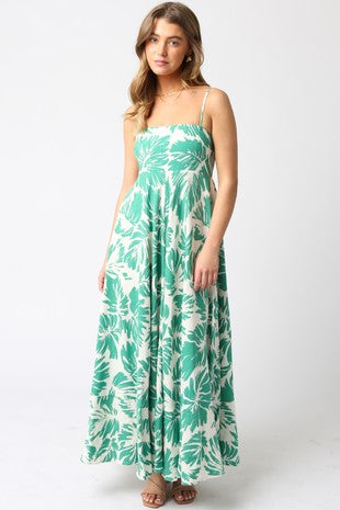 Green Palm Tree Maxi Dress