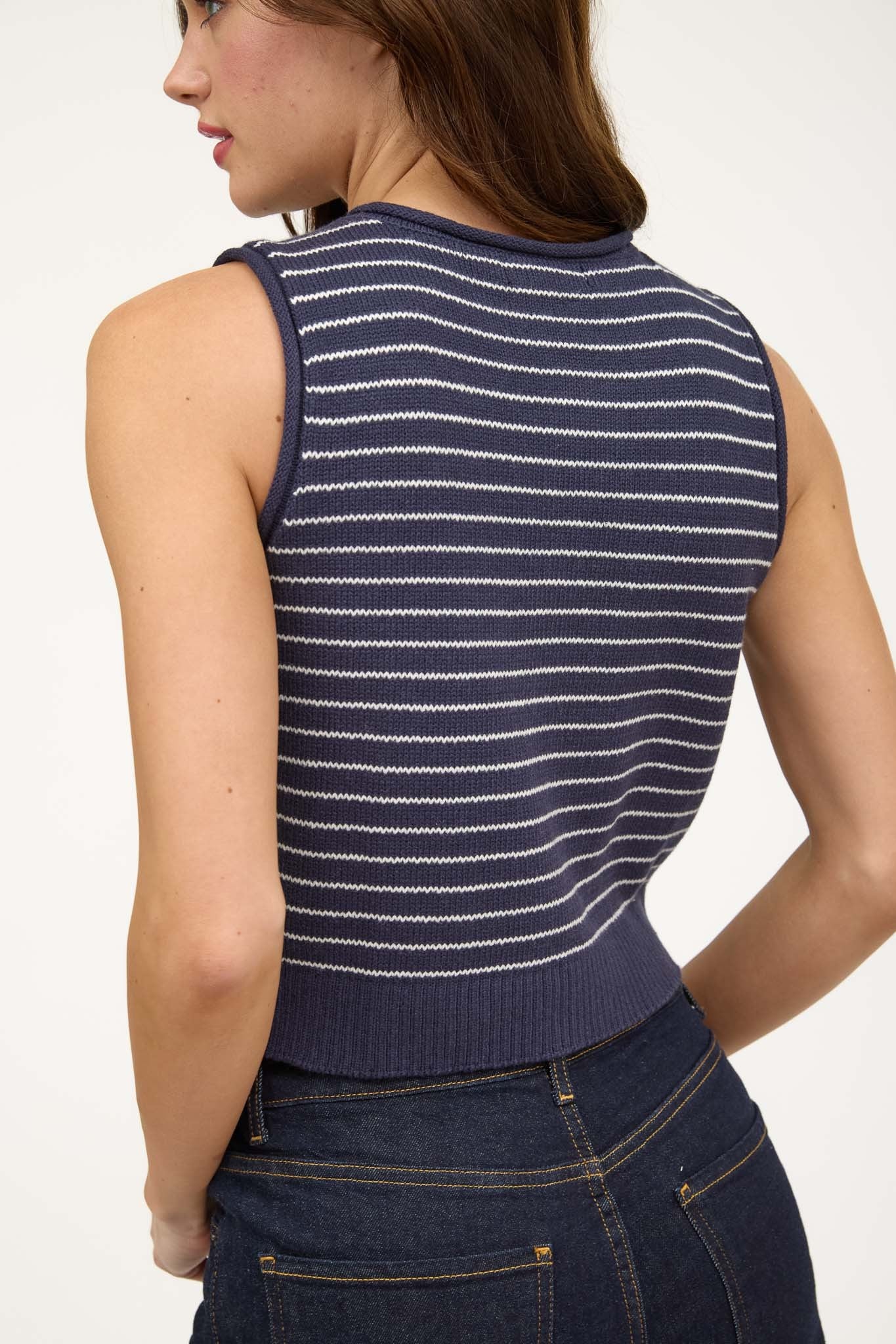 Navy Stripe Button Down