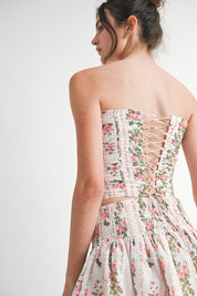 Pink Floral Corset Set