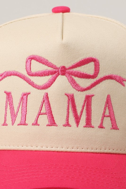MAMA Bow Trucker Hat/ Pink