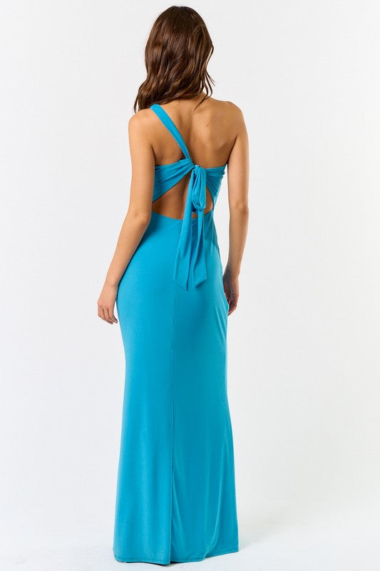 Blue One Shoulder Maxi Dress