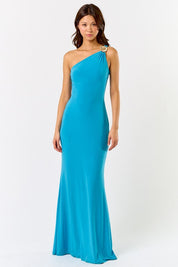 Blue One Shoulder Maxi Dress