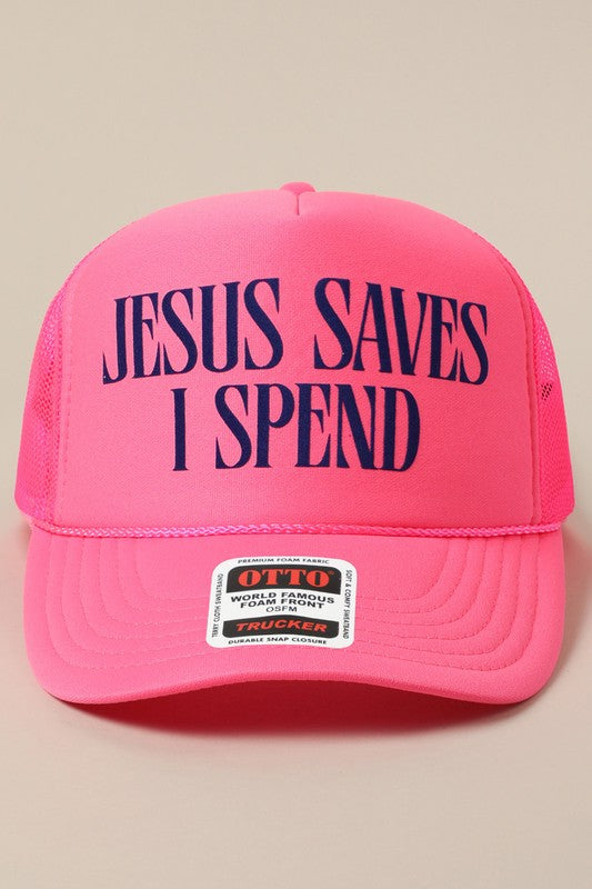 Jesus Saves Hat/ Hot Pink