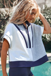 Color Block Half Zip Pullover