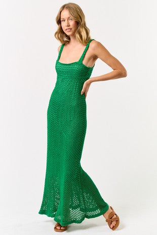 Green Crochet Midi Dress