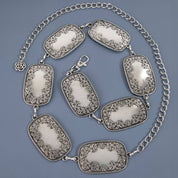 Silver Rectangle Concho Chain Belt