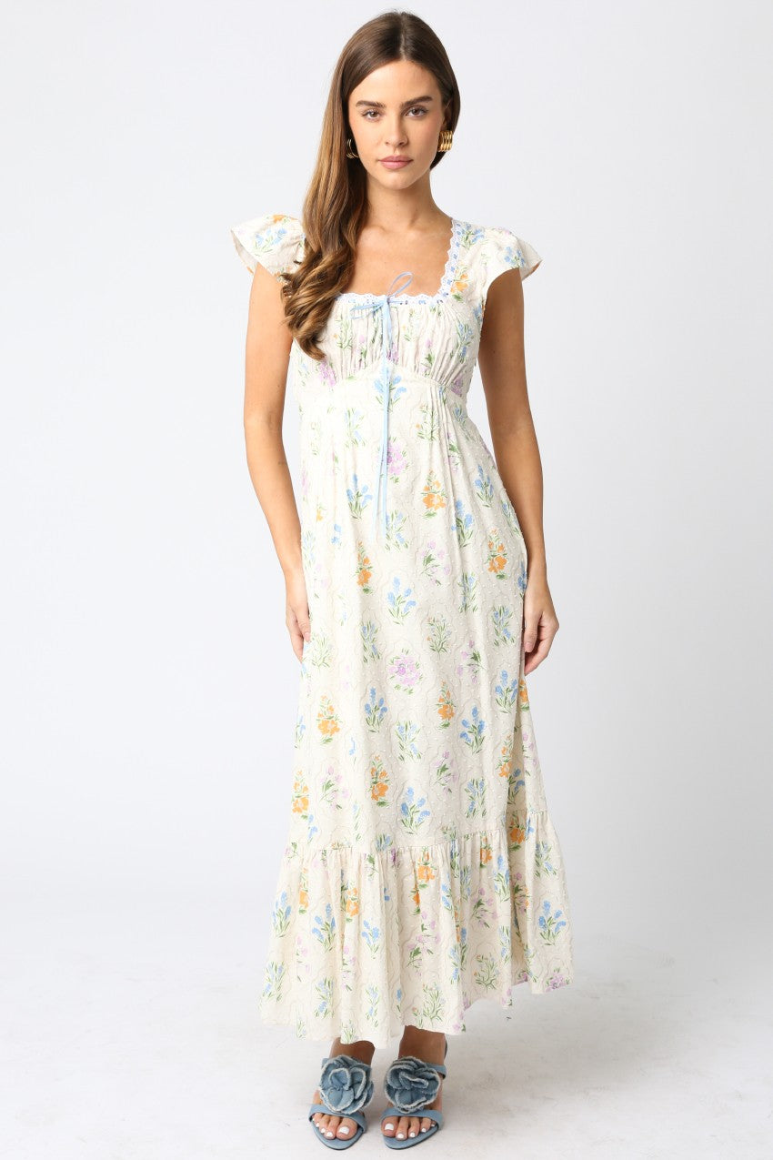 Cream Floral Maxi Dress