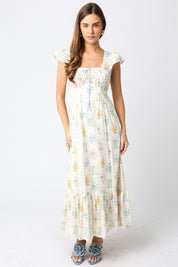 Cream Floral Maxi Dress
