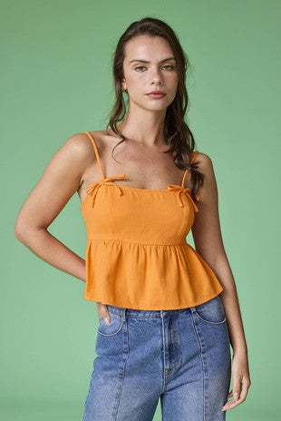 Orange Erin Bow Detail Top