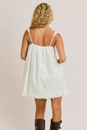 White Lace Ruffle Dress