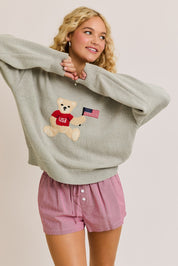 Teddy Bear USA Flag Sweater