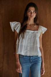 White Zira Button Down Top