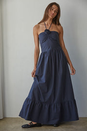 Navy Halter Maxi Dress