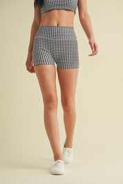 Black Gingham Mini Shorts