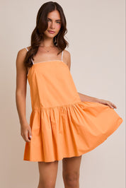 Orange & White Poplin Mini Dress