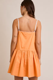 Orange & White Poplin Mini Dress
