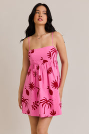 Pink Tropical Babydoll Dress